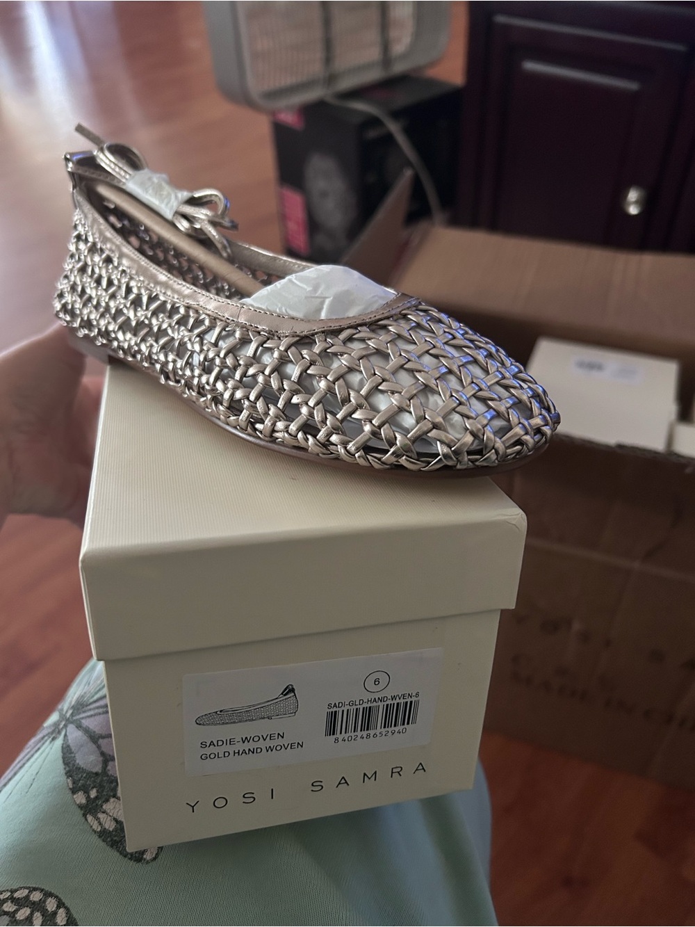 Yosi Samra Metallic Gold Woven Ballet Flat (new with tags)
